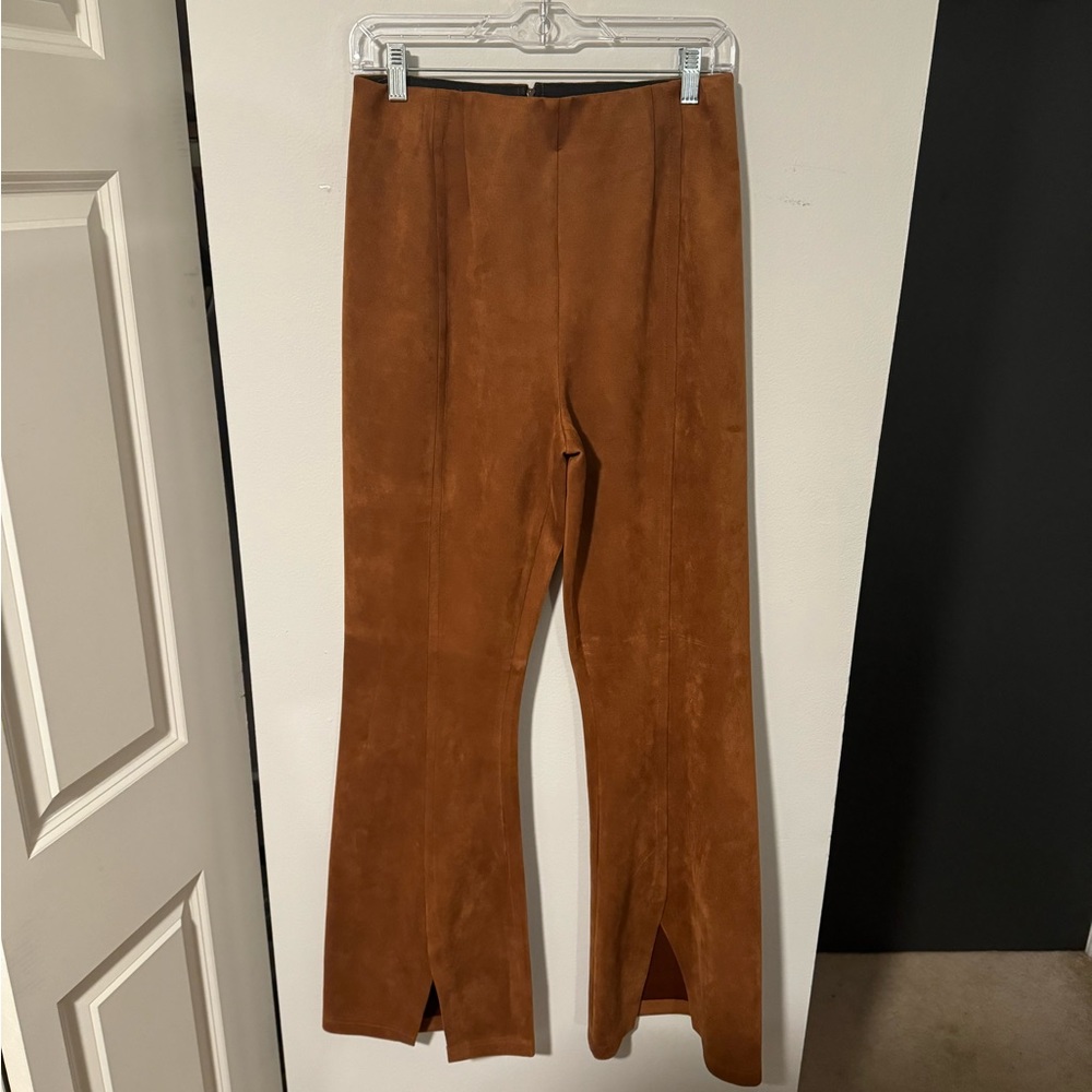 Free People Front Slit Faux Suede Pants